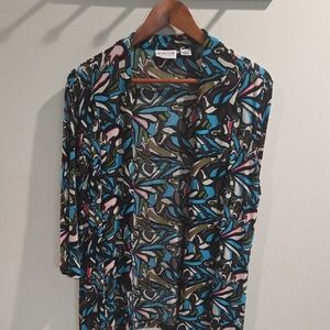 Chico's Travelers Blue and Green Artistic Top